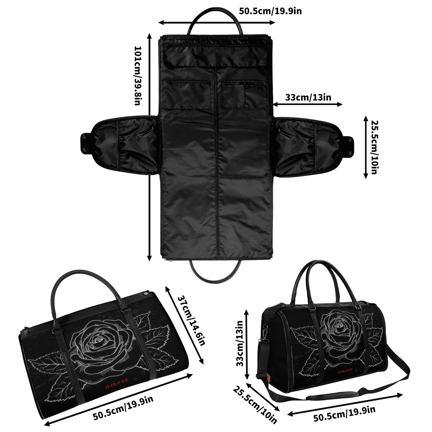 Leather Duffle full of love Bag Foldable