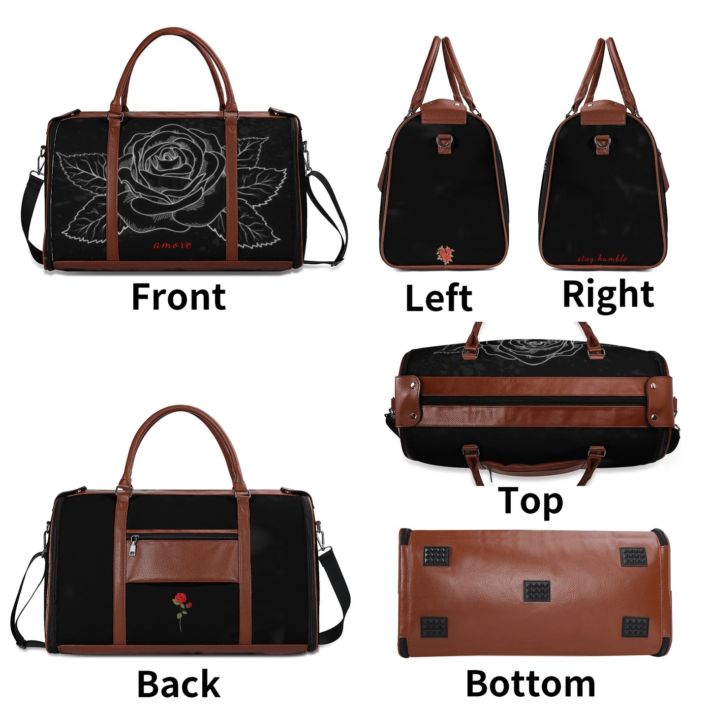 Leather Duffle full of love Bag Foldable