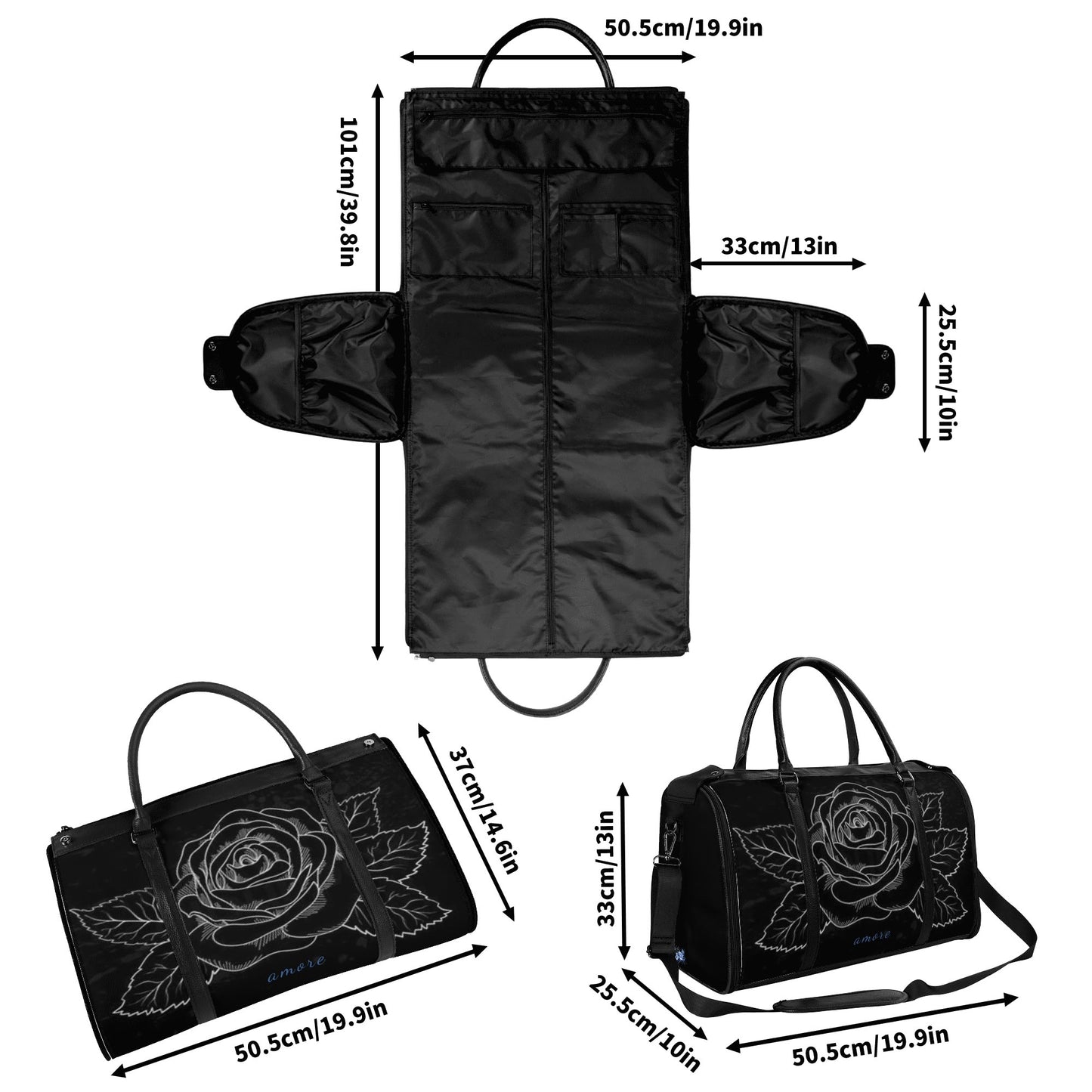 Leather Duffle full of love  Bag Foldable