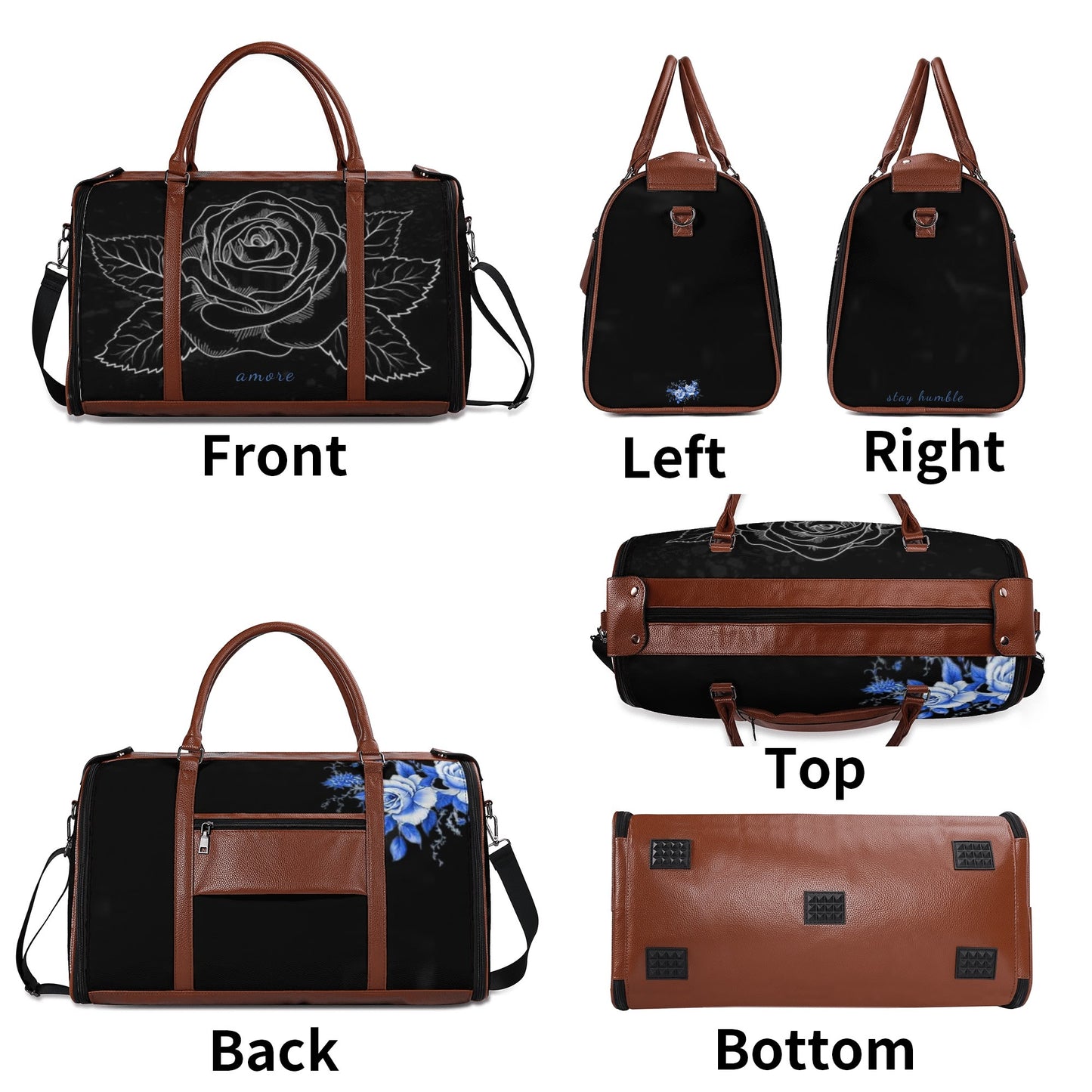 Leather Duffle full of love  Bag Foldable